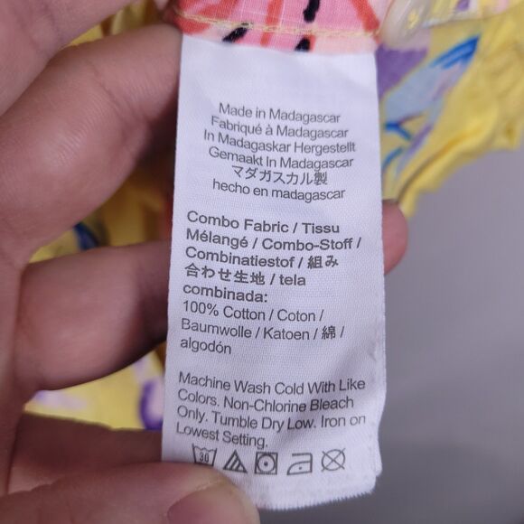 J Crew Shirt Mens Medium Floral Yellow Hawaiian Camp - Picture 10 of 11